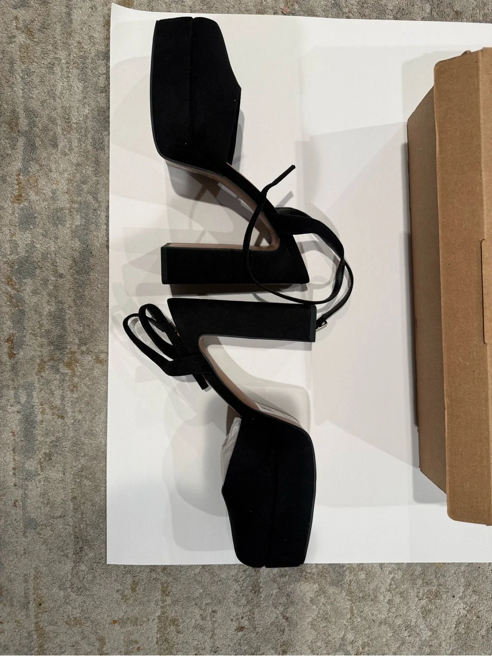 ASOS Black Suede Platform Block Heel Sandals